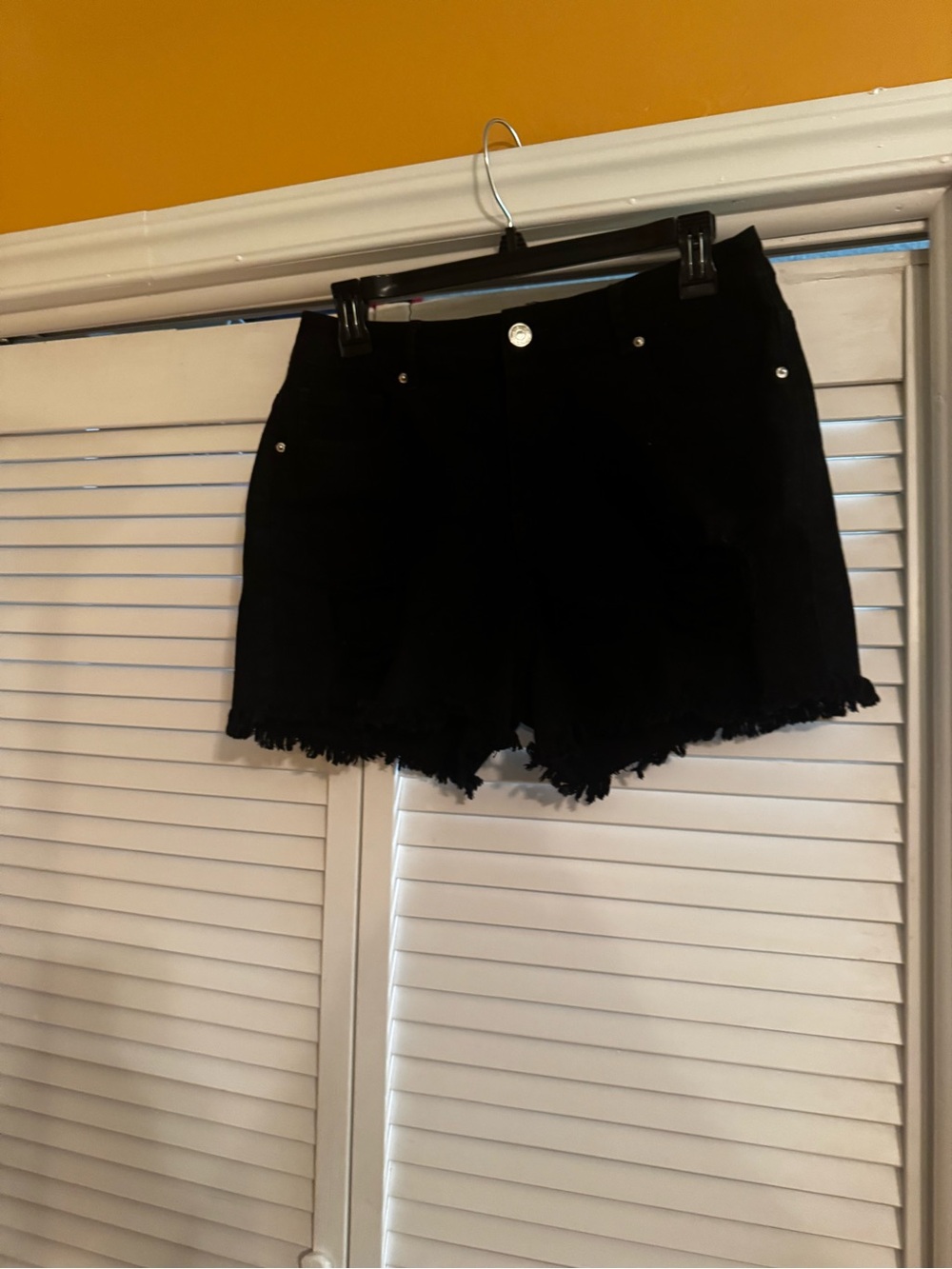 Black Frayed Hem Denim Shorts
